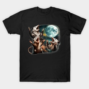 Three Opossum Moon 3 Possum Full Weird Magic Meme T-Shirt